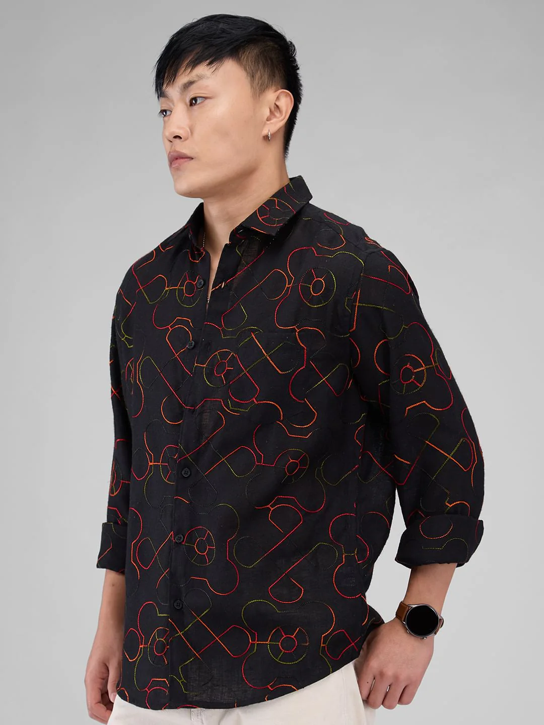 Ablaze Embroidered Black Shirt - Image 6