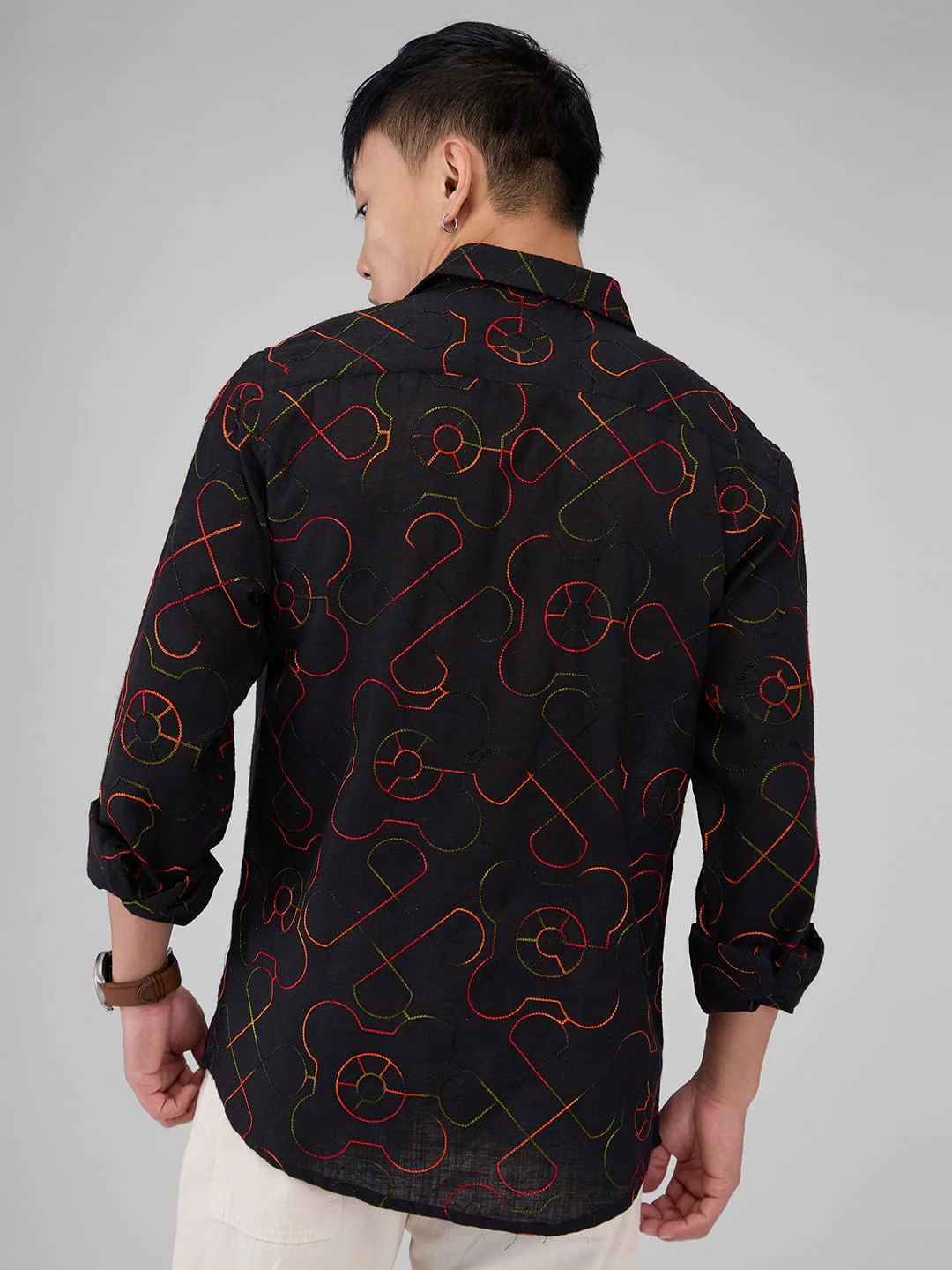 Ablaze Embroidered Black Shirt - Image 7