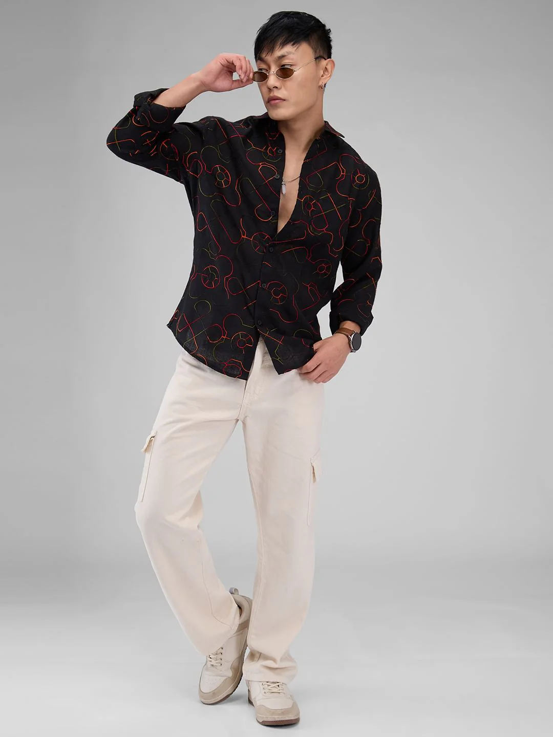 Ablaze Embroidered Black Shirt - Image 8