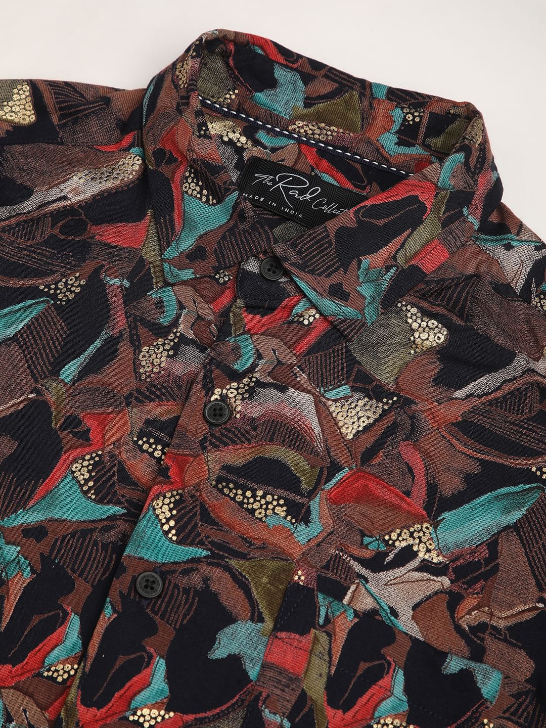 Abstract Black Foil Printed Shirt - Image 3