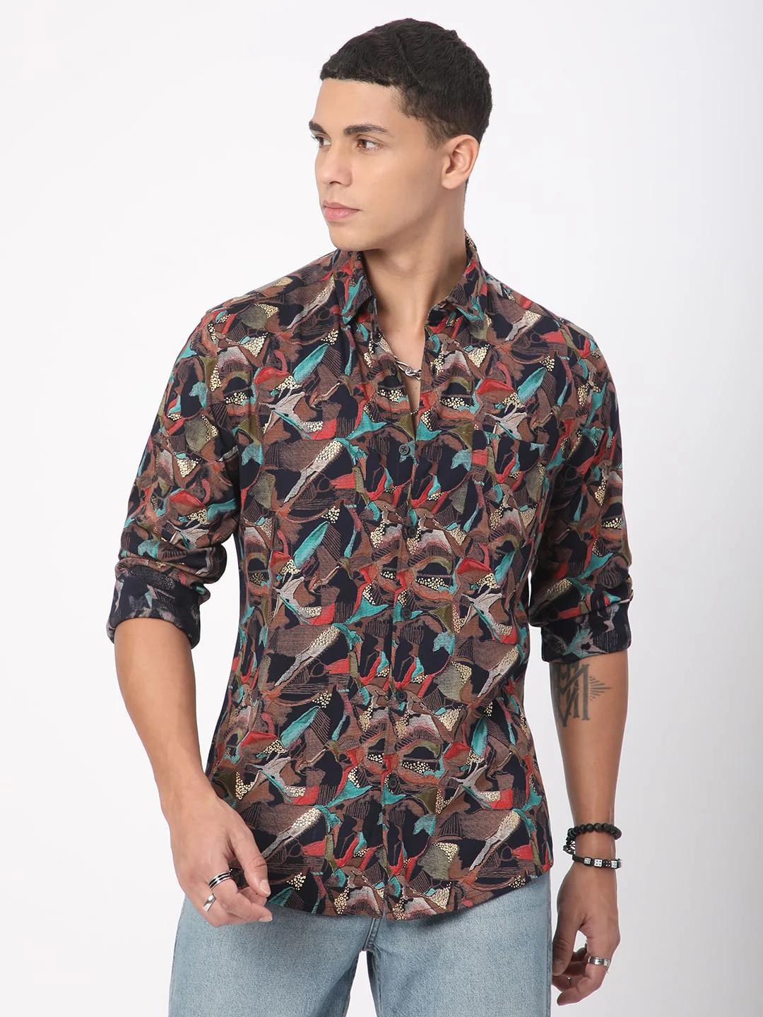 Abstract Black Foil Printed Shirt - Image 4