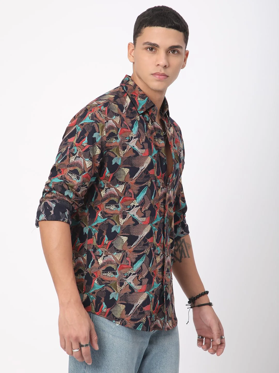 Abstract Black Foil Printed Shirt - Image 6