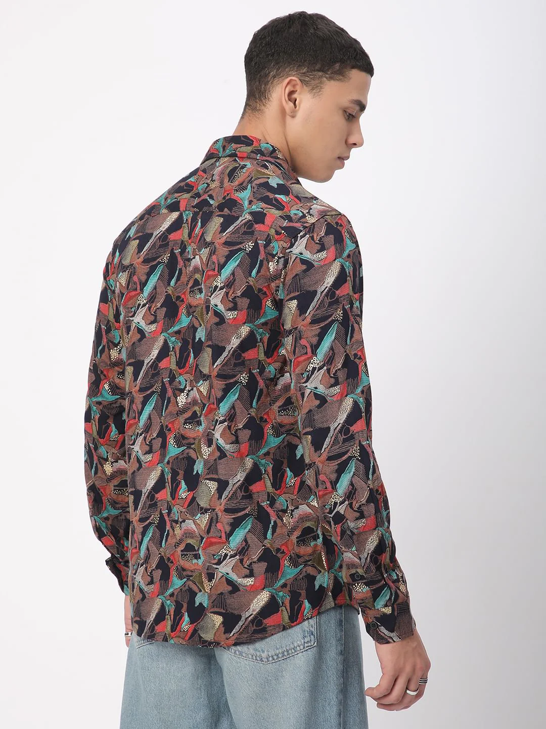 Abstract Black Foil Printed Shirt - Image 7