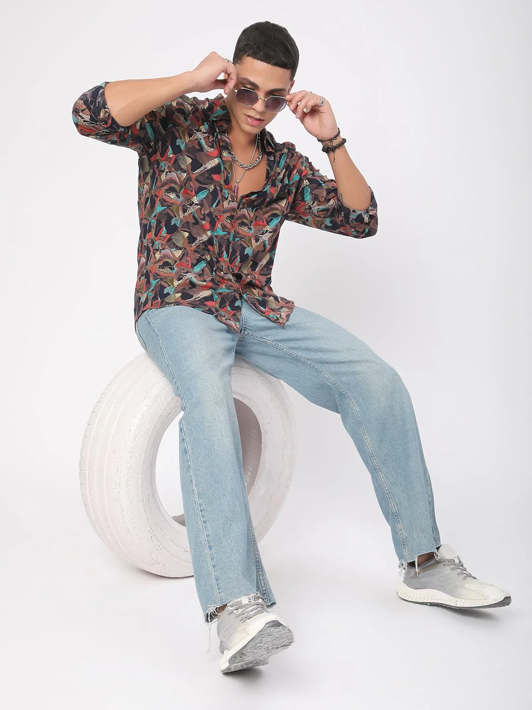 Abstract Black Foil Printed Shirt - Image 8