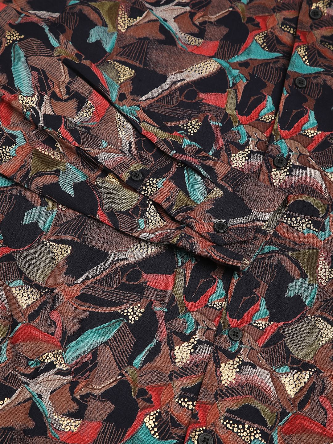 Abstract Black Foil Printed Shirt - Image 9
