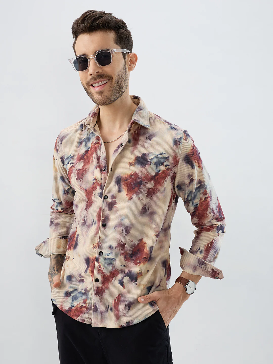 Abstract Eclectic Hue Corduroy Shirt - Image 4