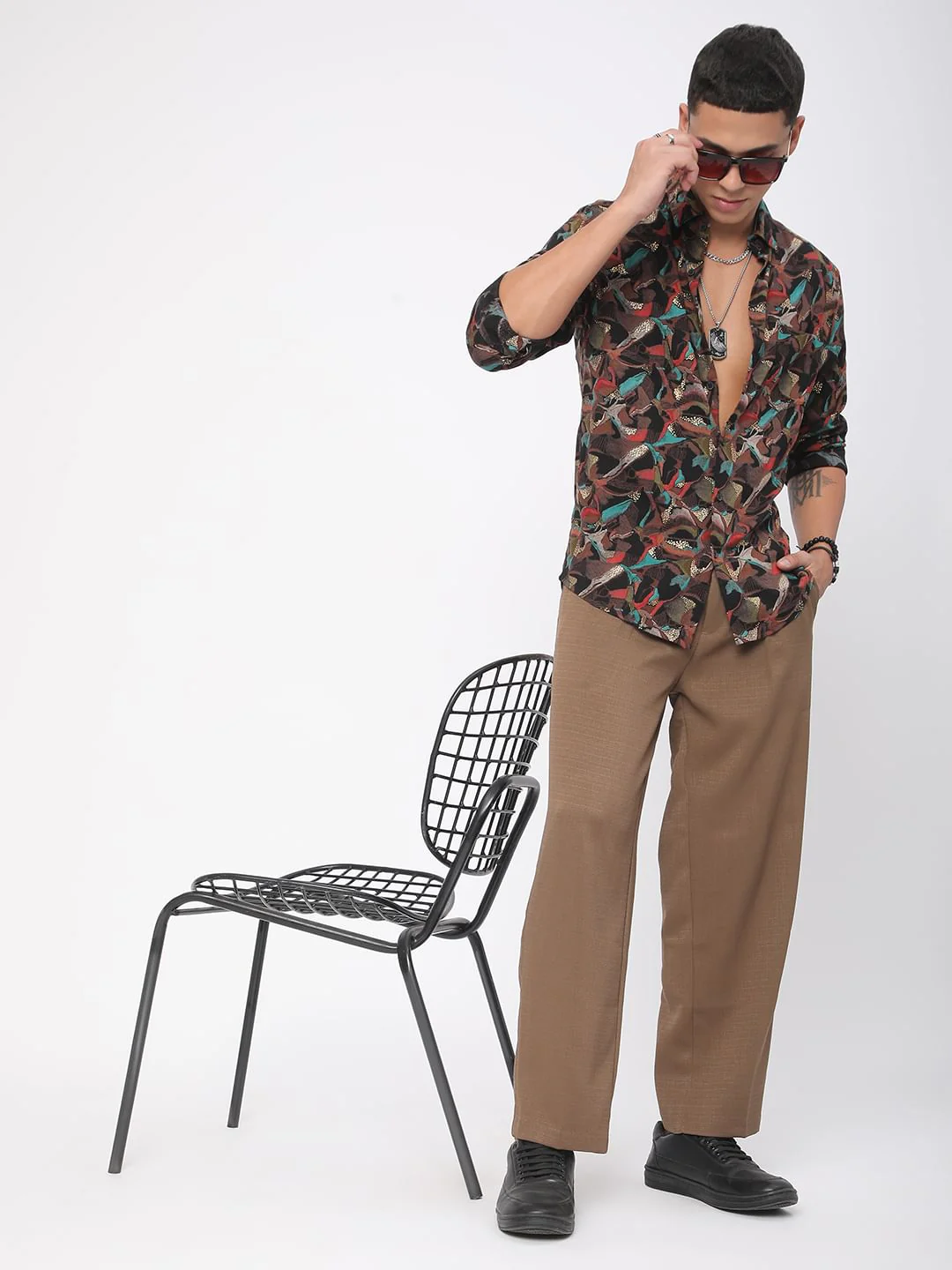 Abstract Multicolour Foil Printed Shirt - Image 8