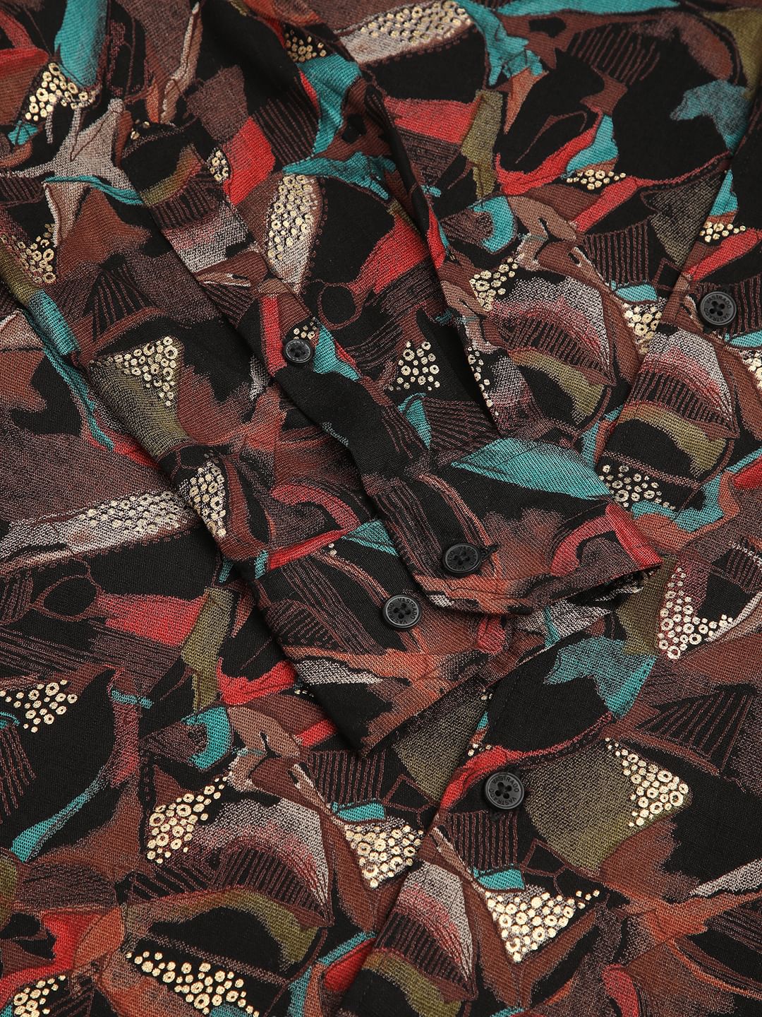 Abstract Multicolour Foil Printed Shirt - Image 9