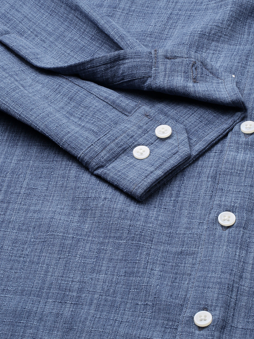 Aegean Blue Slub Textured Shirt - Image 3