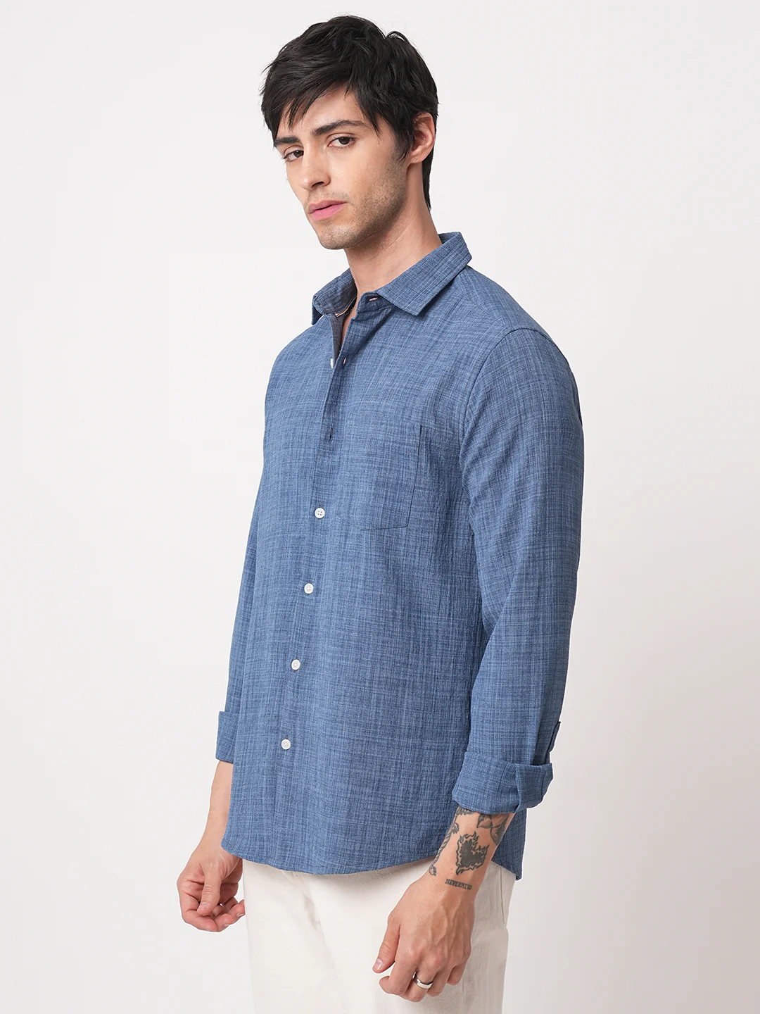 Aegean Blue Slub Textured Shirt - Image 6