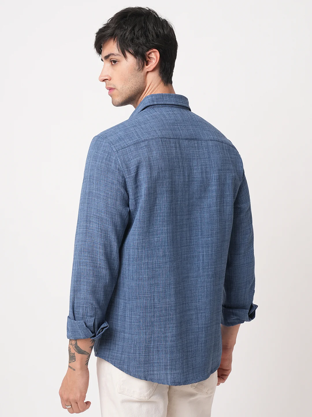 Aegean Blue Slub Textured Shirt - Image 7