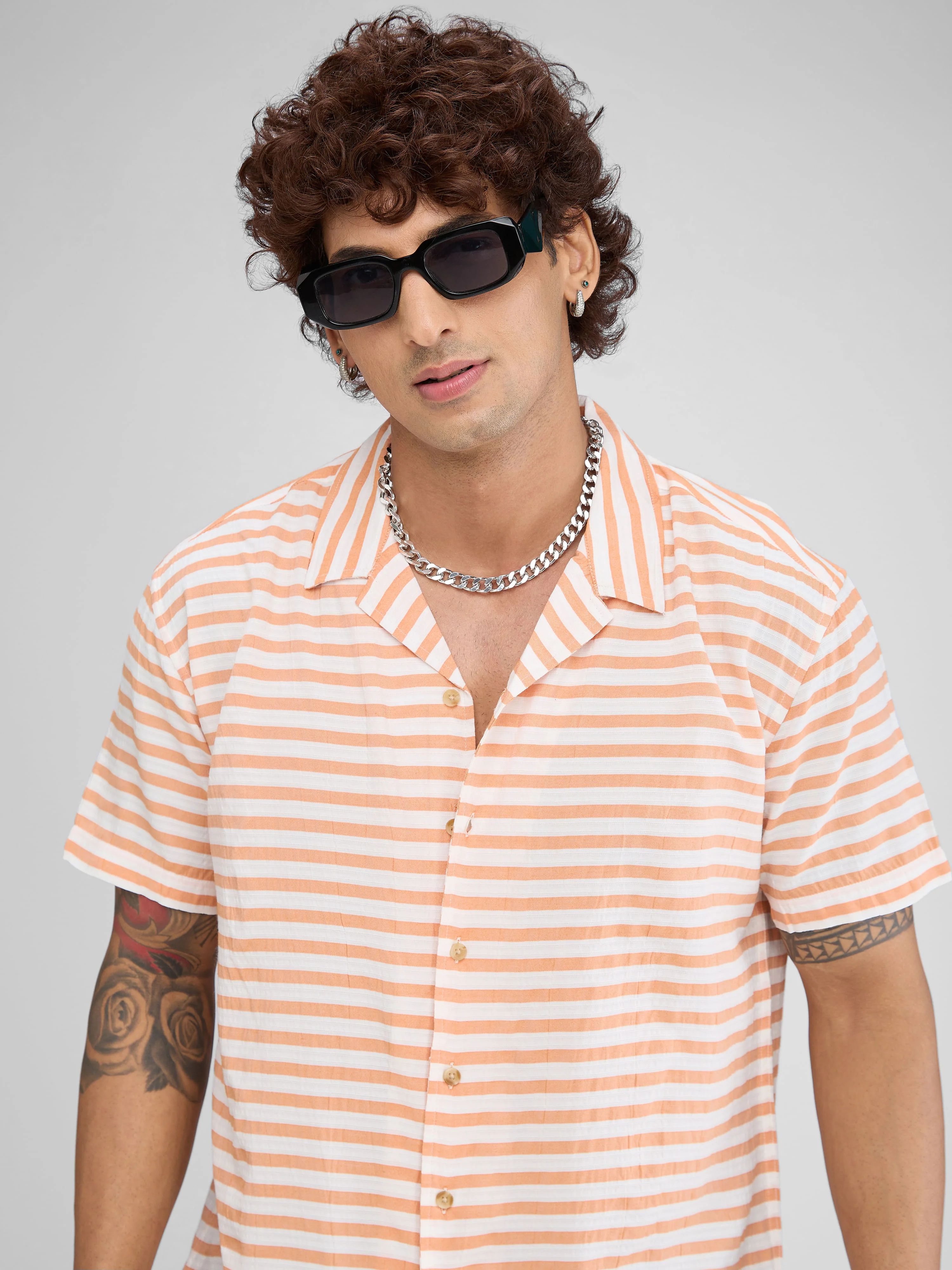 Aerospace Orange Striped Oversized Shirt - Image 2