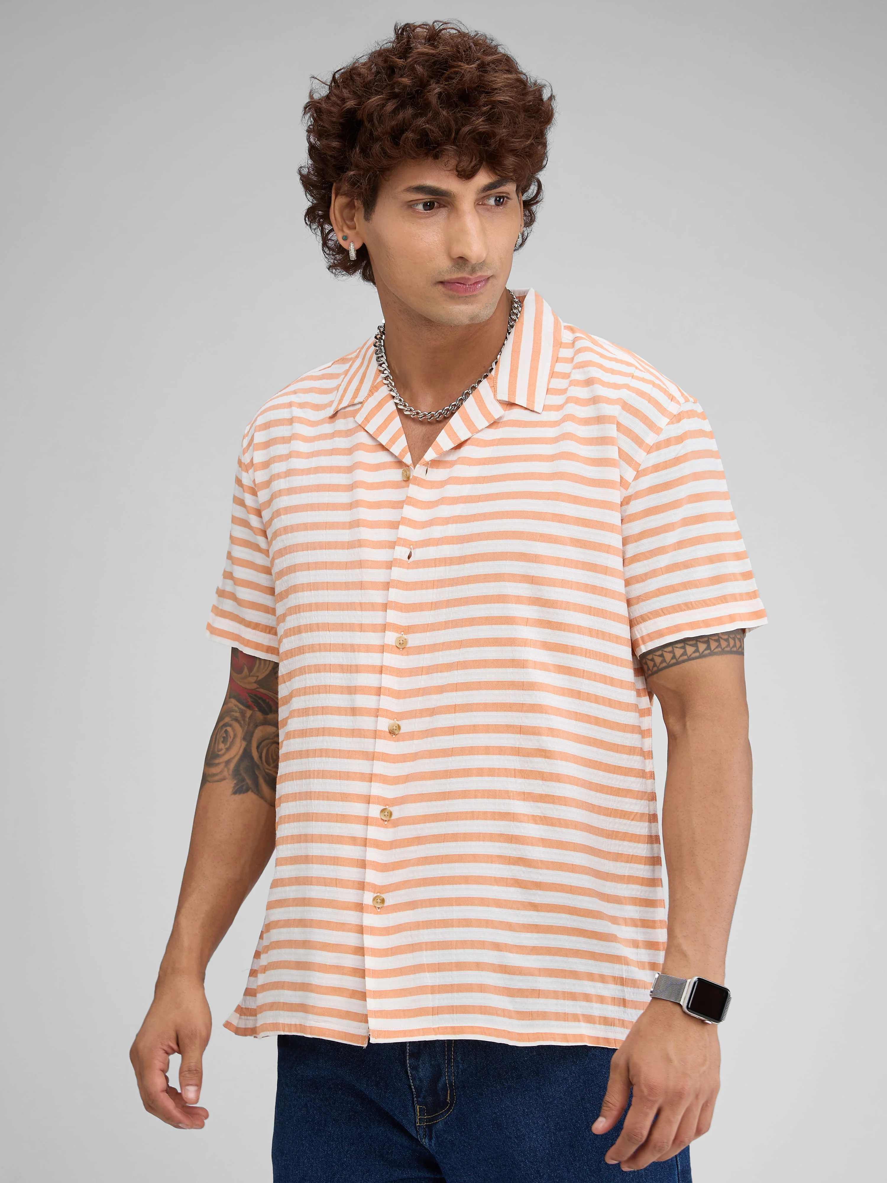Aerospace Orange Striped Oversized Shirt - Image 5