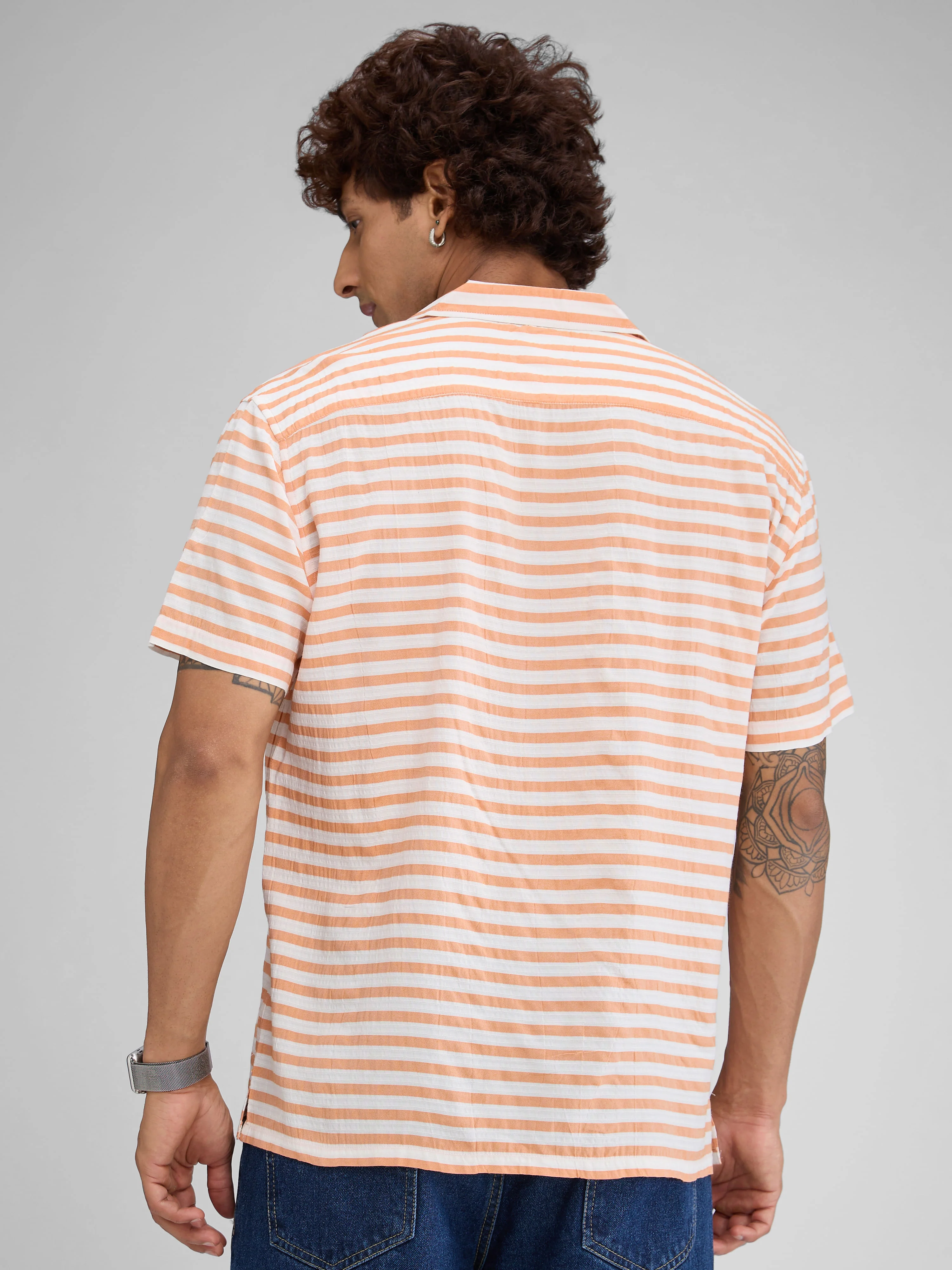 Aerospace Orange Striped Oversized Shirt - Image 6