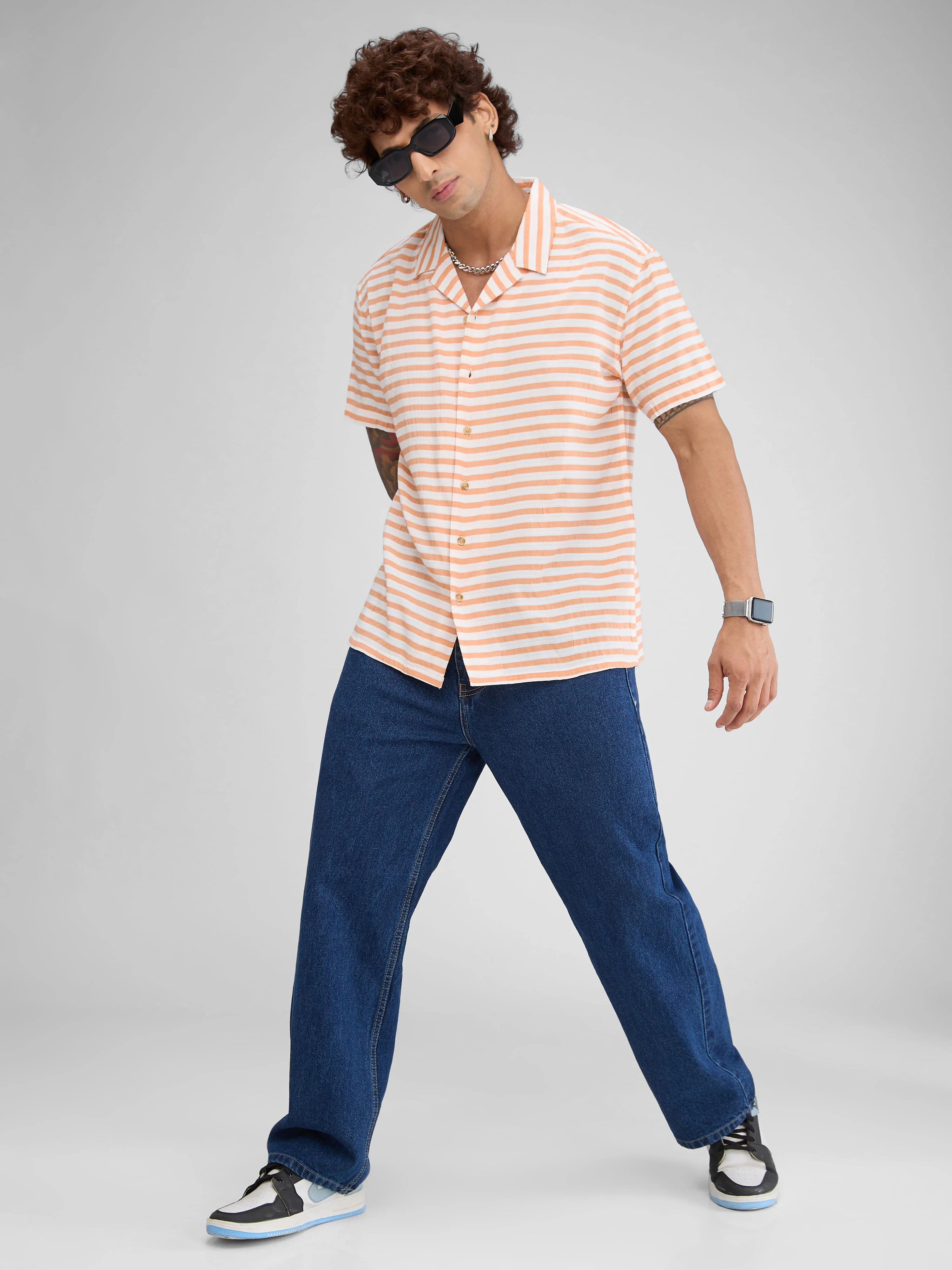 Aerospace Orange Striped Oversized Shirt - Image 7