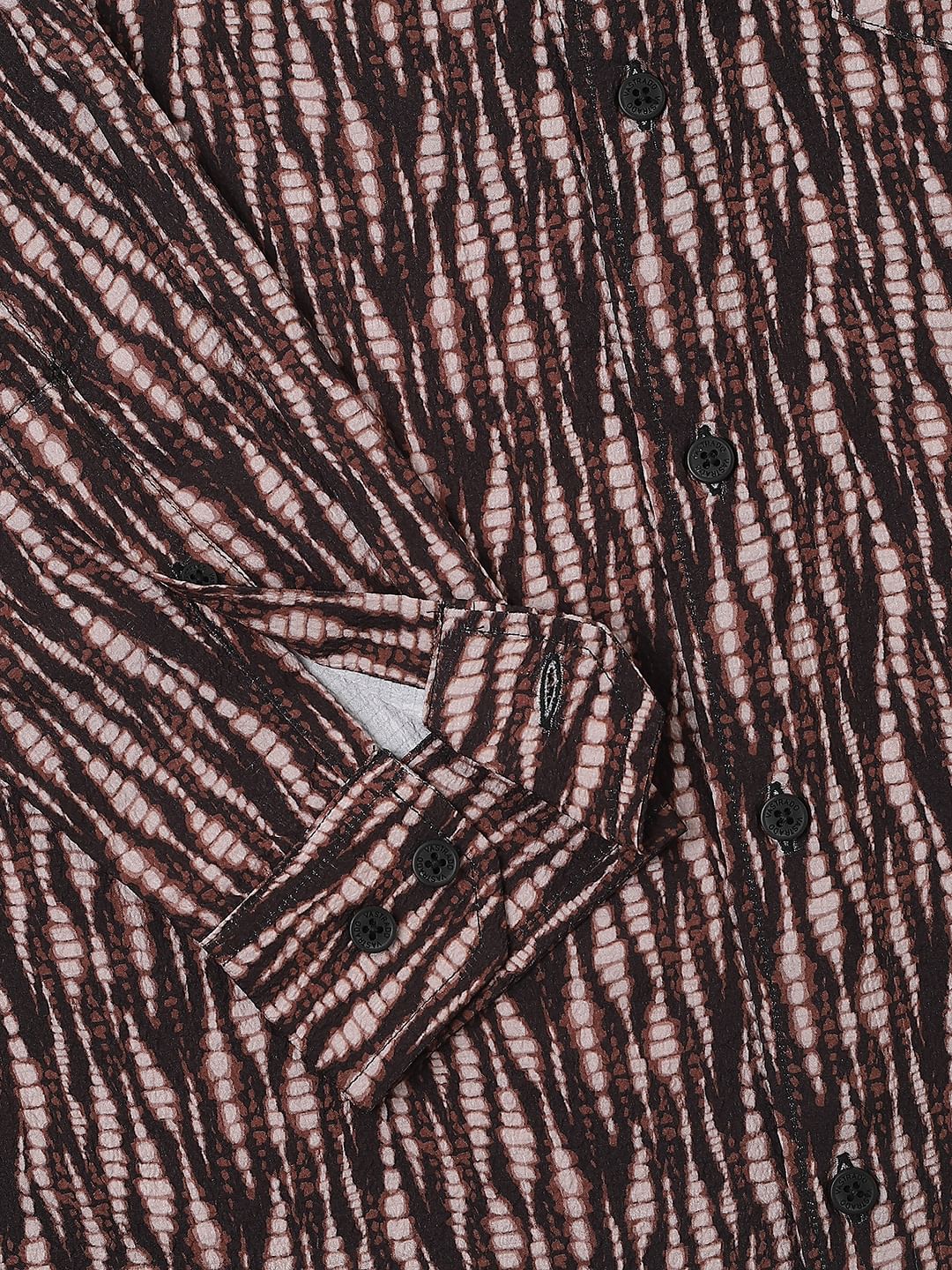 Aesthetic Brown Abstract Printed Crushed Shirt - Image 3