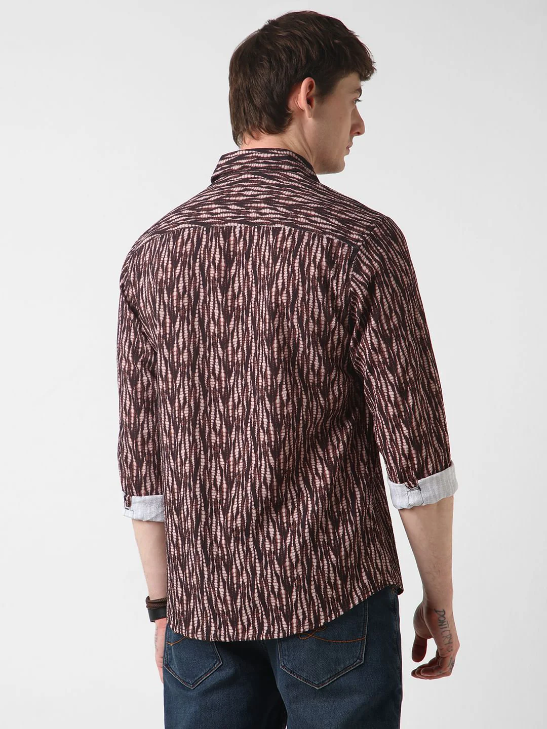 Aesthetic Brown Abstract Printed Crushed Shirt - Image 7
