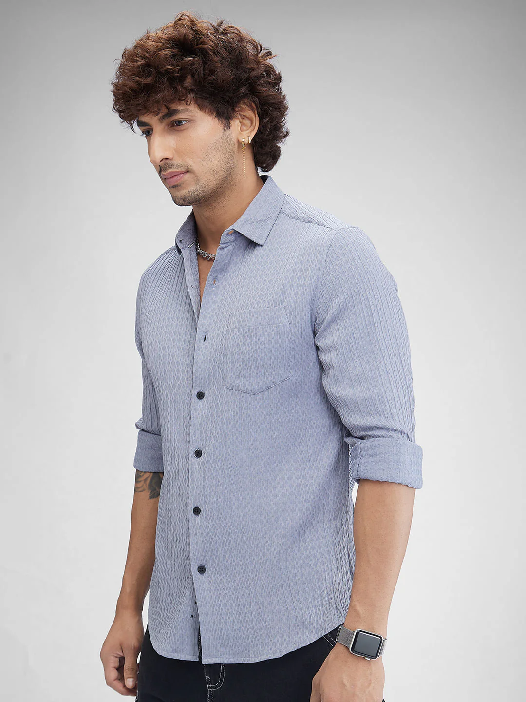 Aesthetic Grey Contour Patterned Shirt - Image 5
