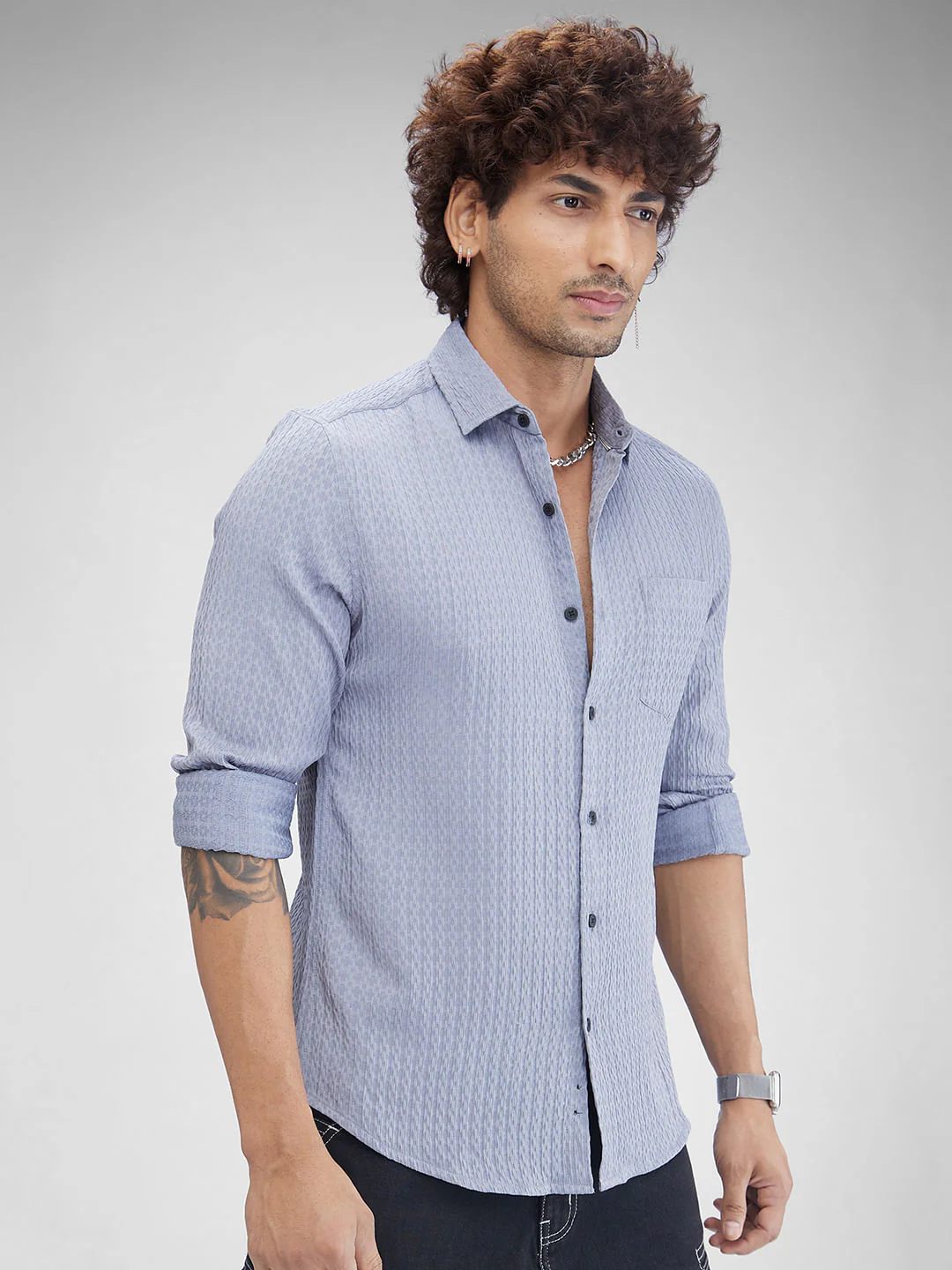 Aesthetic Grey Contour Patterned Shirt - Image 6