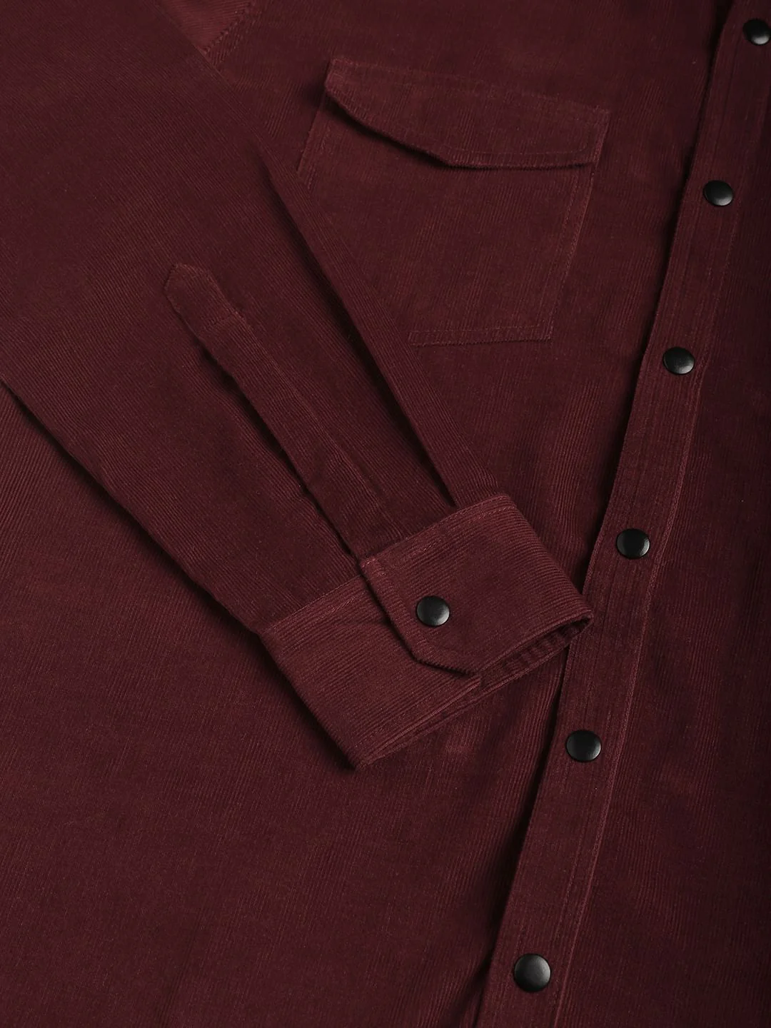 Aesthetic Maroon Double Flap Pocket Corduroy Overshirt - Image 8