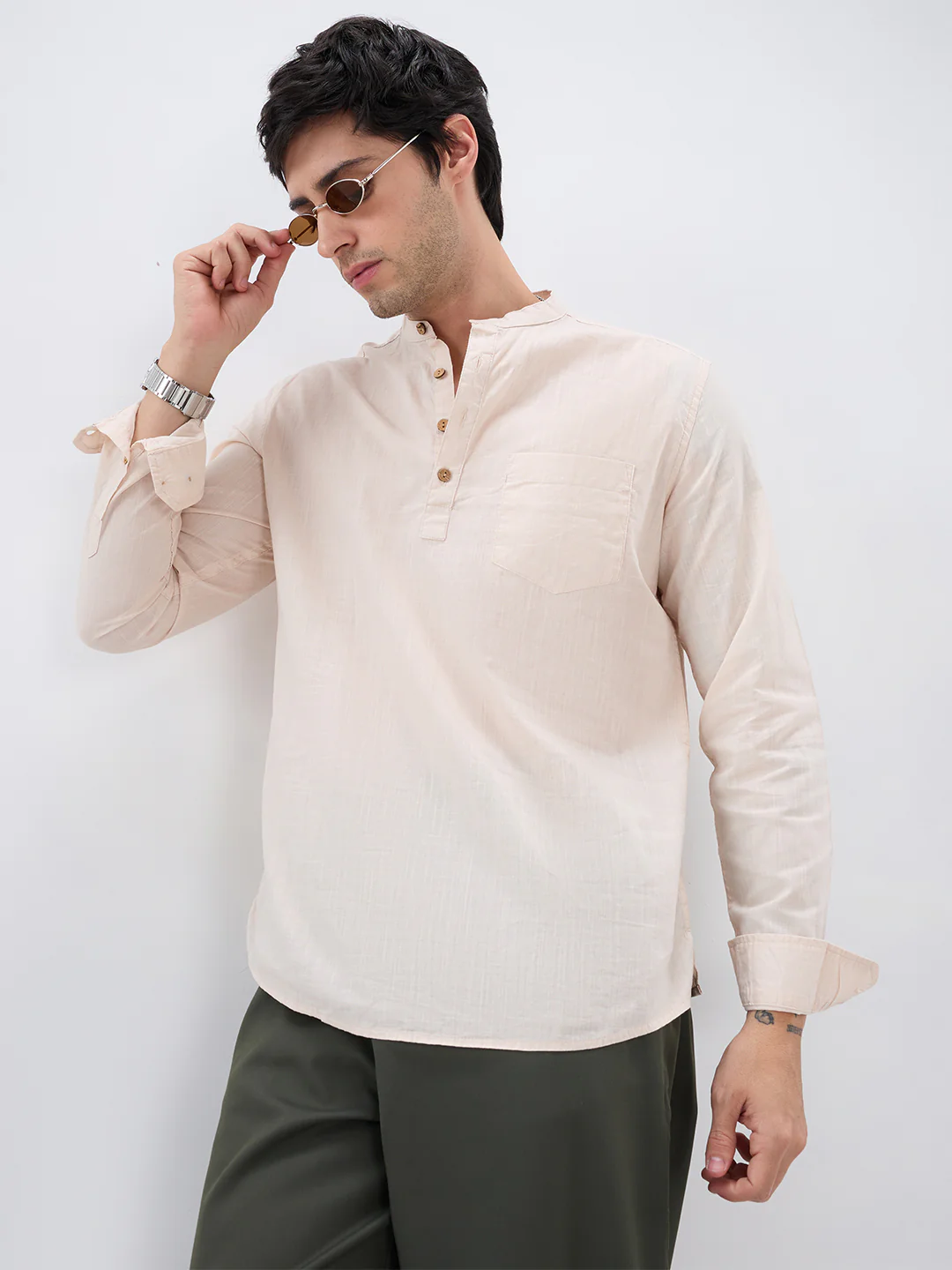 Alabaster Cream Slub Textured Kurta - Image 2