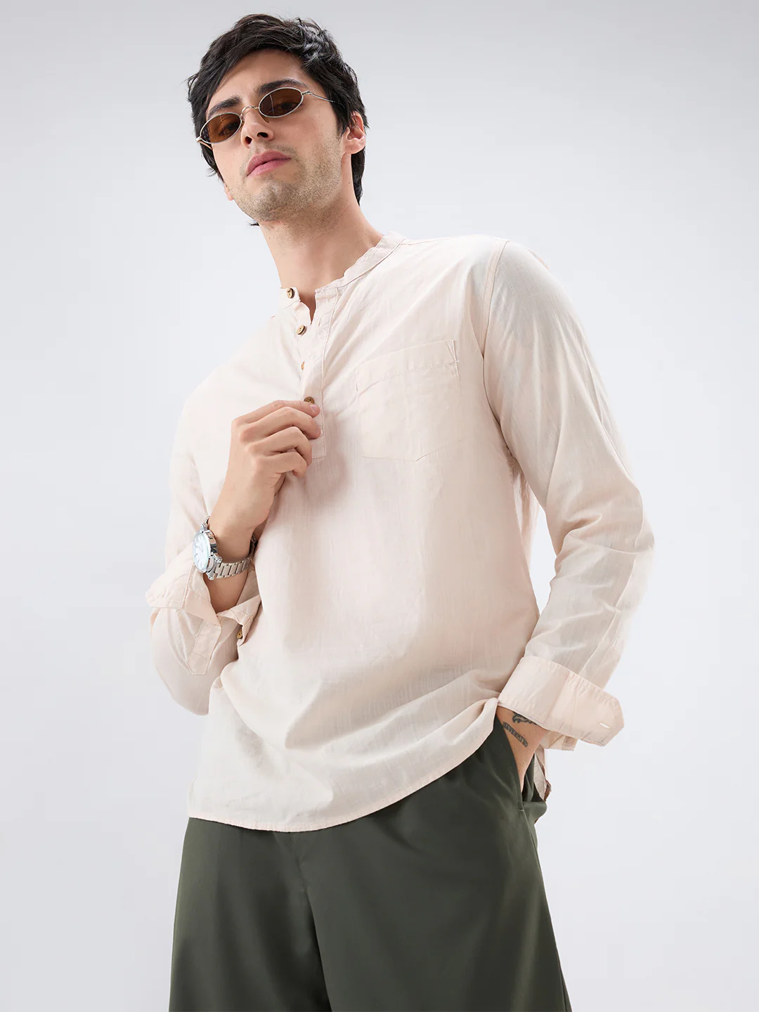 Alabaster Cream Slub Textured Kurta - Image 4