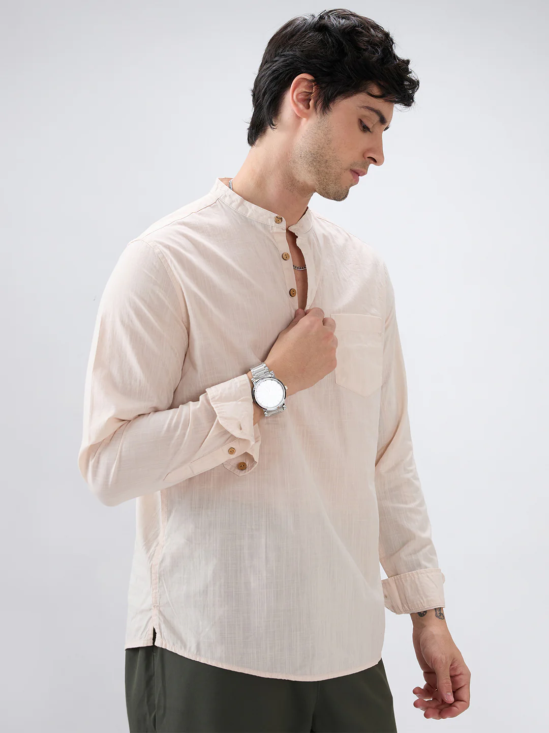 Alabaster Cream Slub Textured Kurta - Image 6
