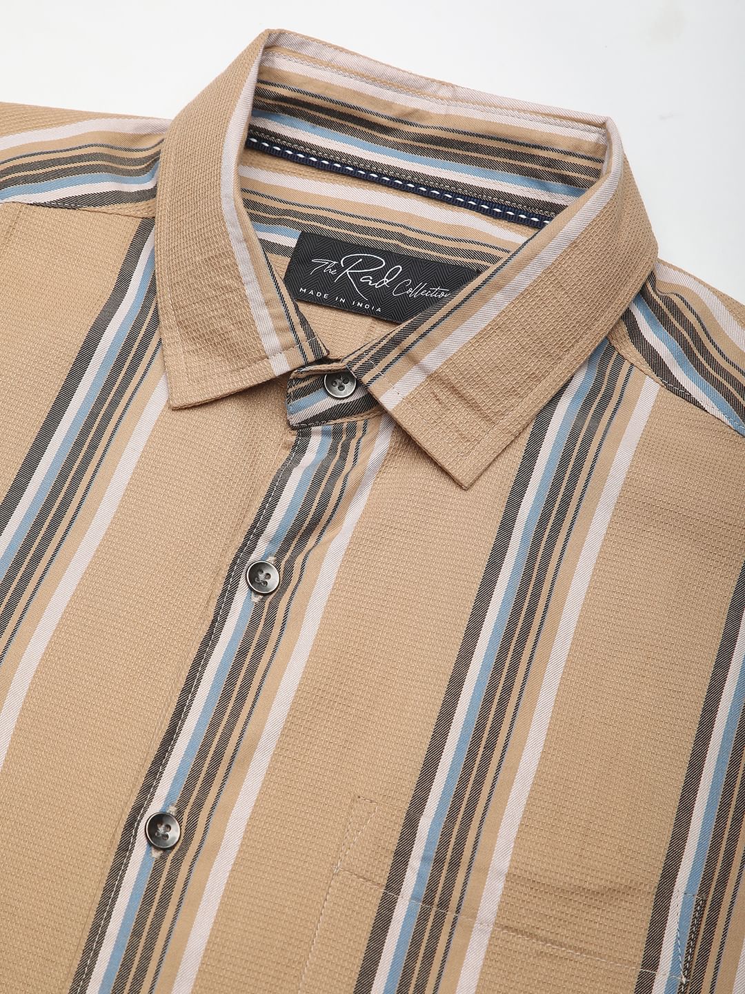Alluring British Tan Striped Shirt - Image 3