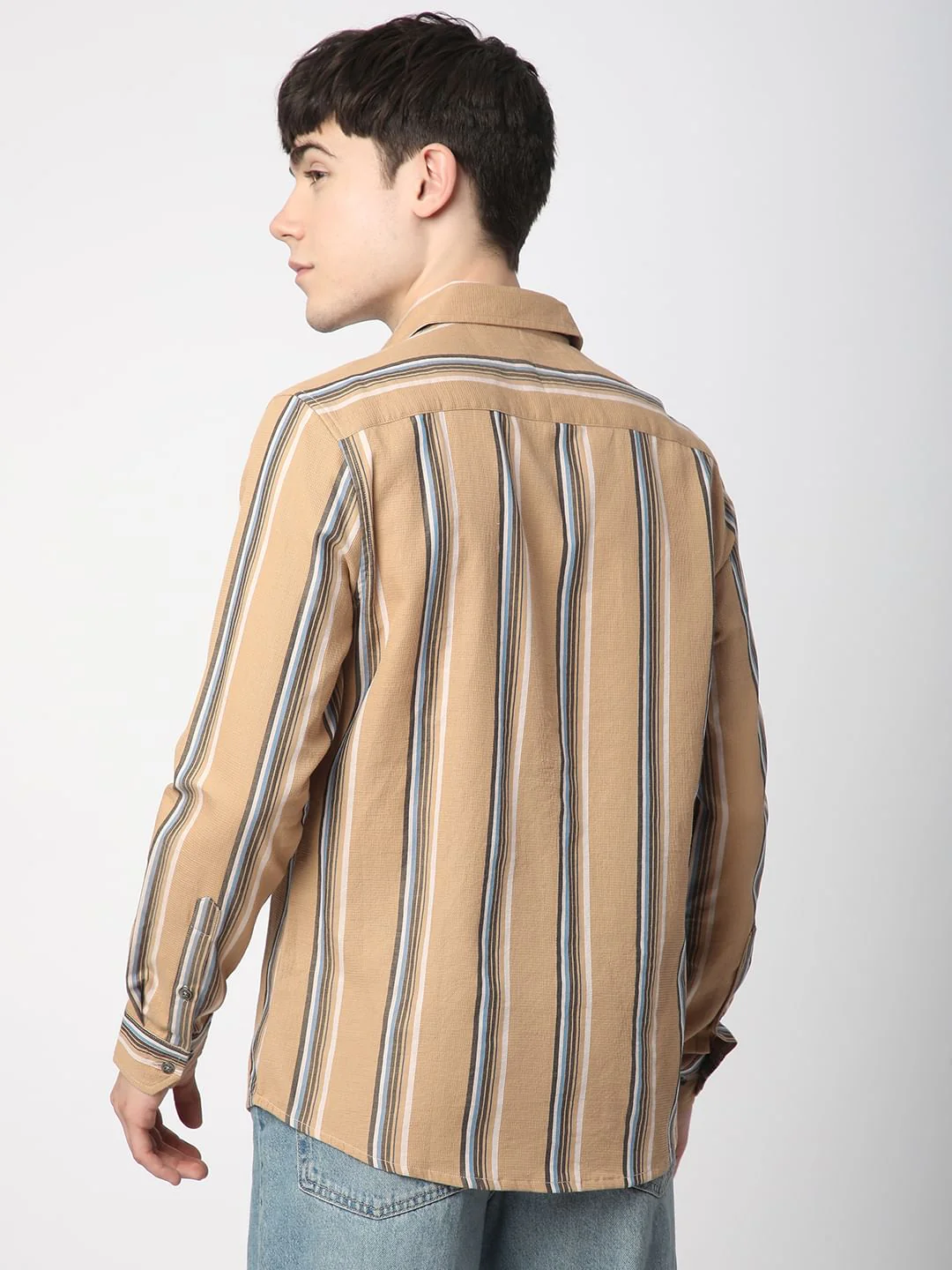 Alluring British Tan Striped Shirt - Image 6