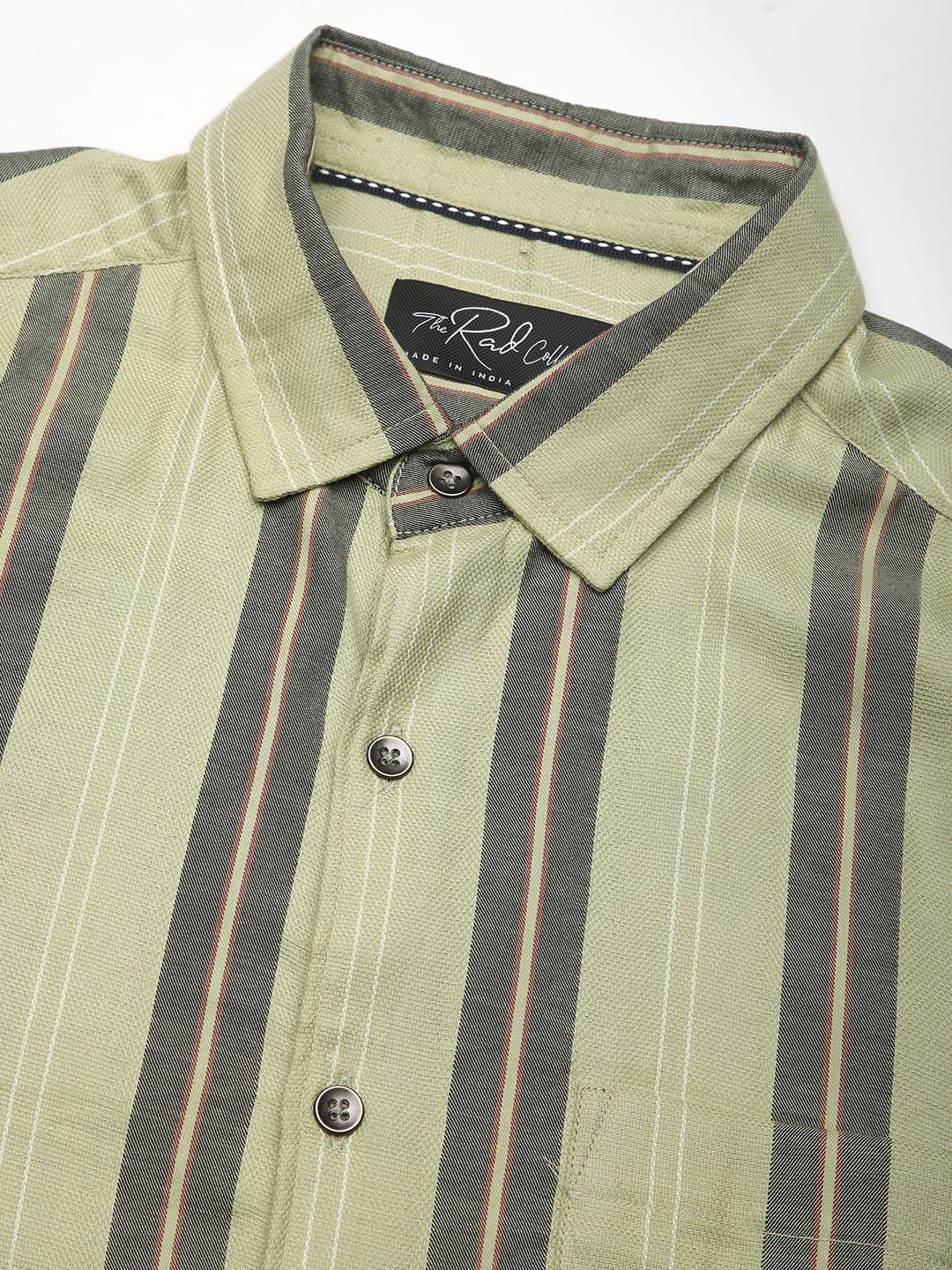 Alluring Tea Green Striped Shirt - Image 3
