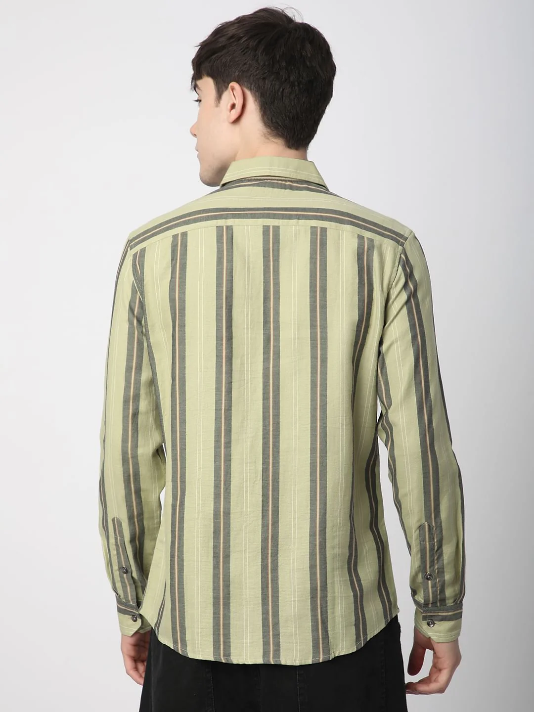 Alluring Tea Green Striped Shirt - Image 7