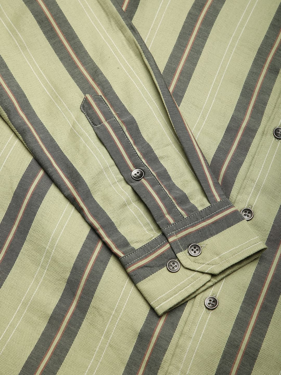 Alluring Tea Green Striped Shirt - Image 9