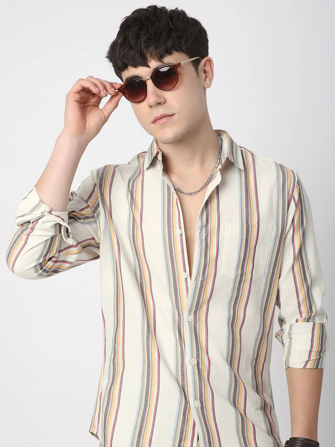 Alluring White Line Striped Shirt - Image 2