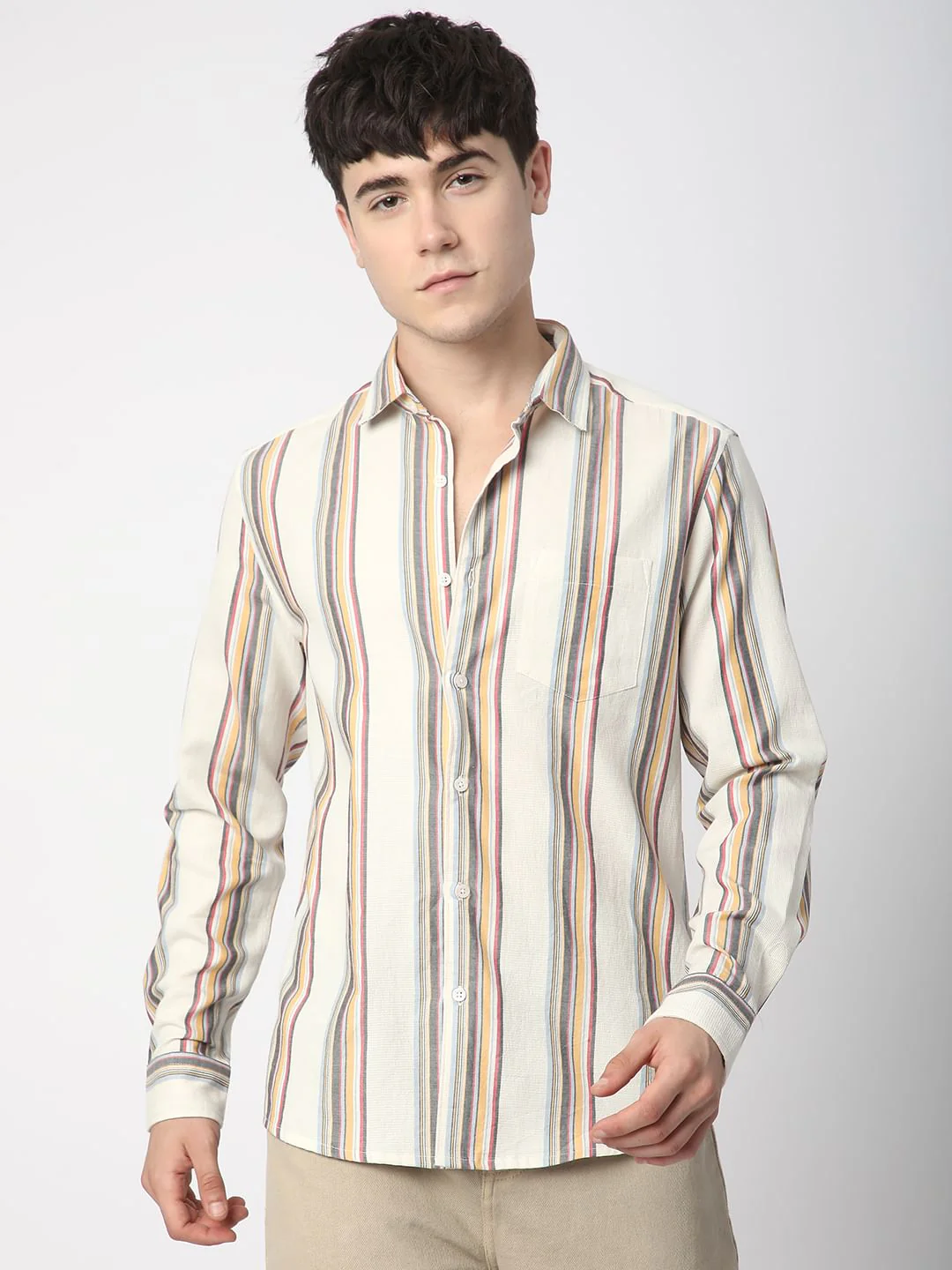 Alluring White Line Striped Shirt - Image 4
