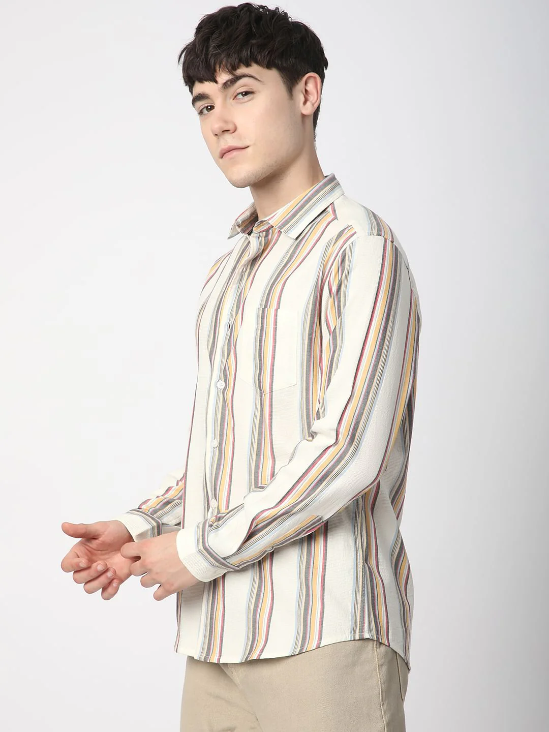 Alluring White Line Striped Shirt - Image 5