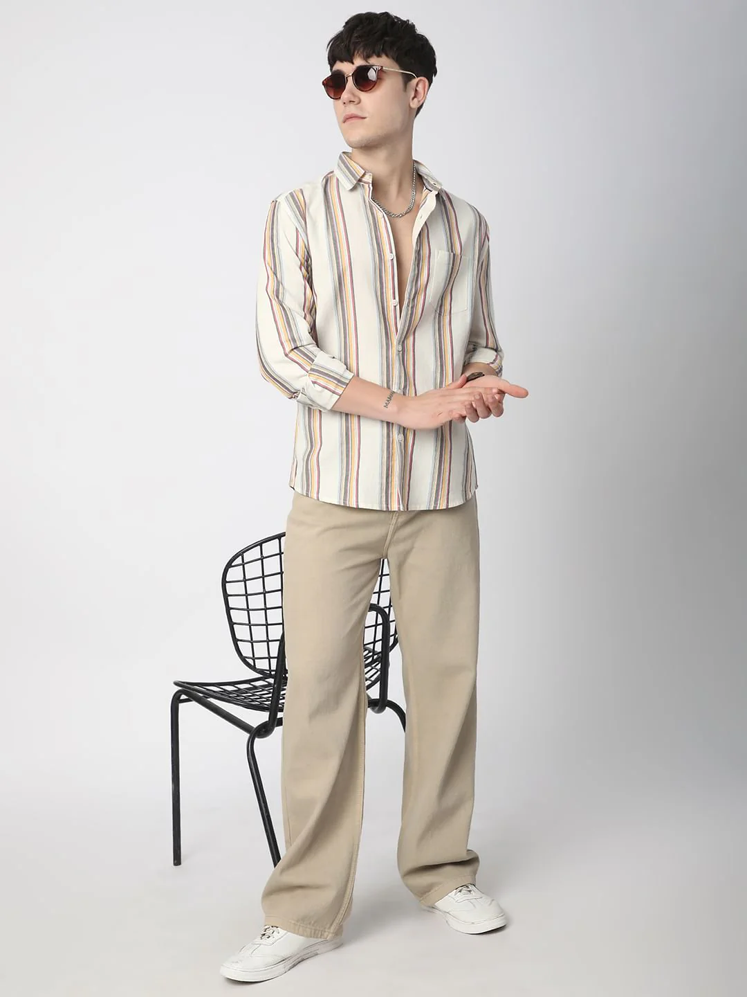 Alluring White Line Striped Shirt - Image 7