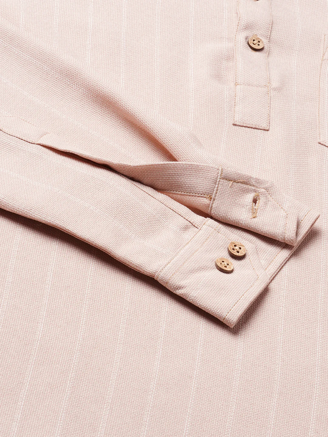 Almond Beige Chalk Stripe Kurta - Image 3