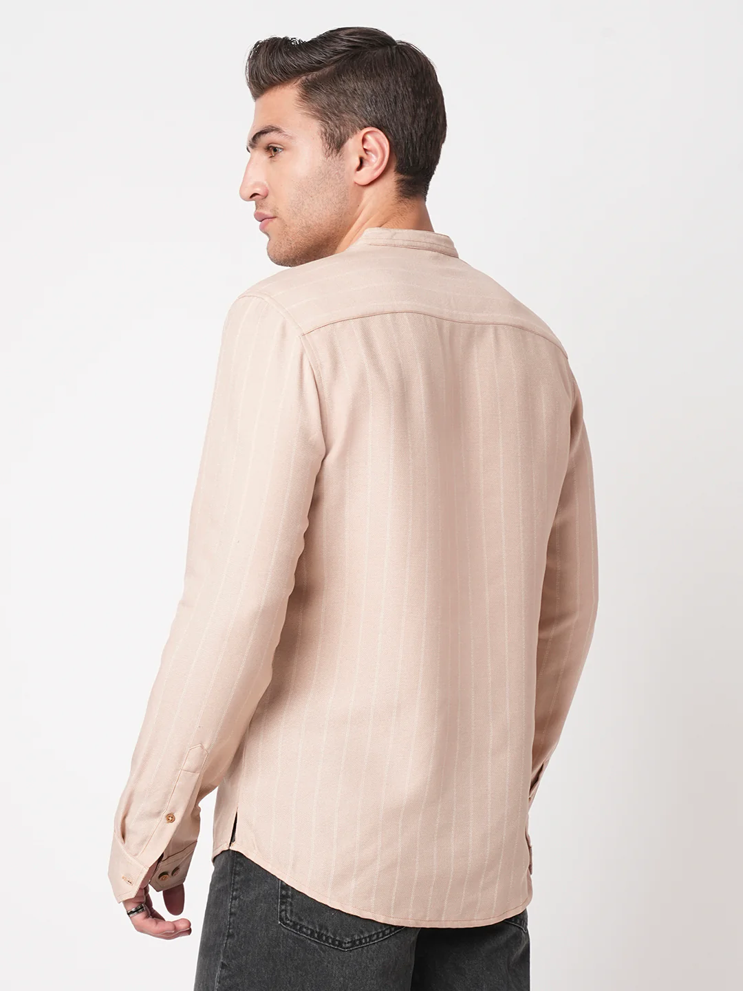 Almond Beige Chalk Stripe Kurta - Image 7