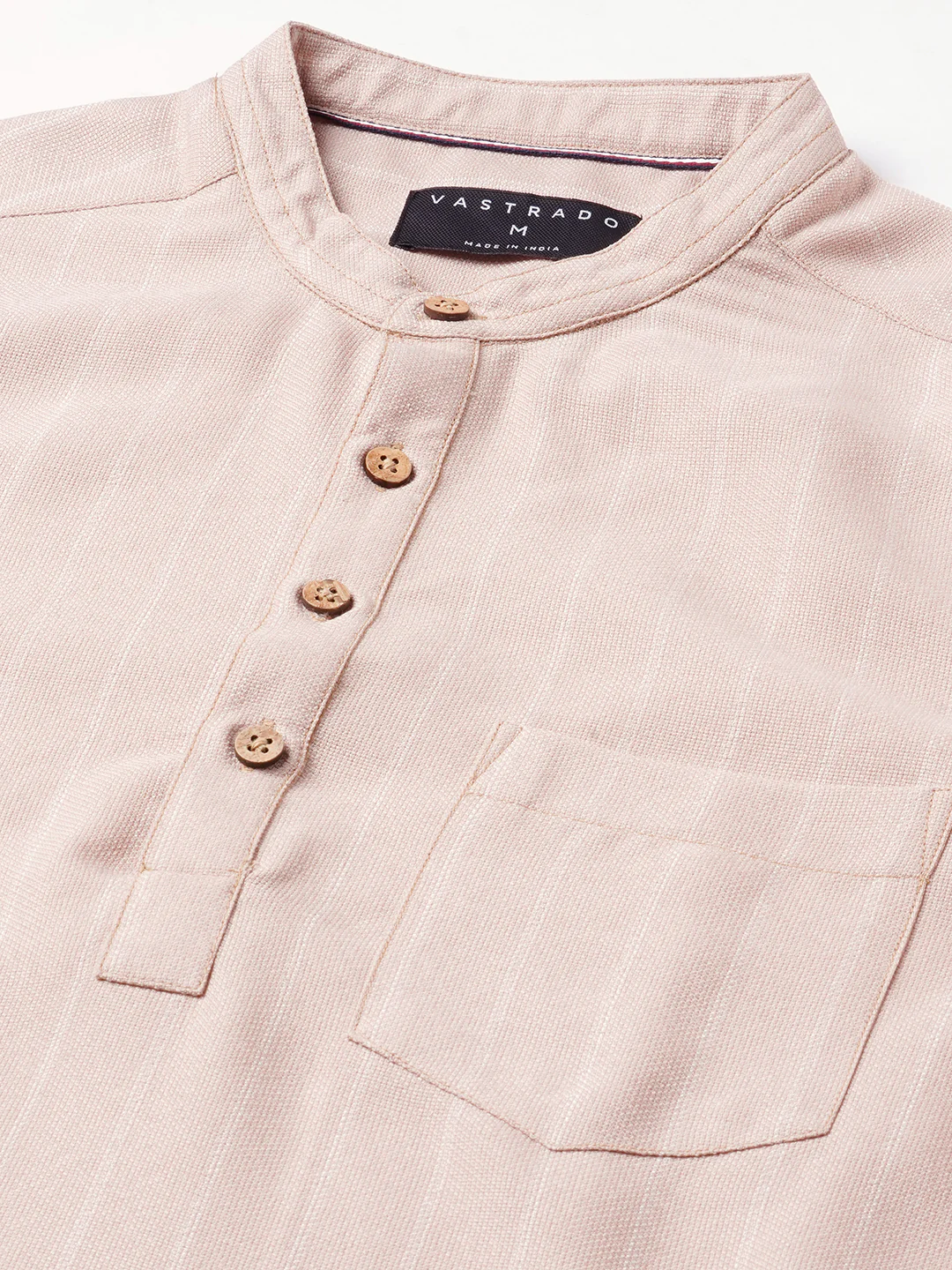 Almond Beige Chalk Stripe Kurta - Image 9