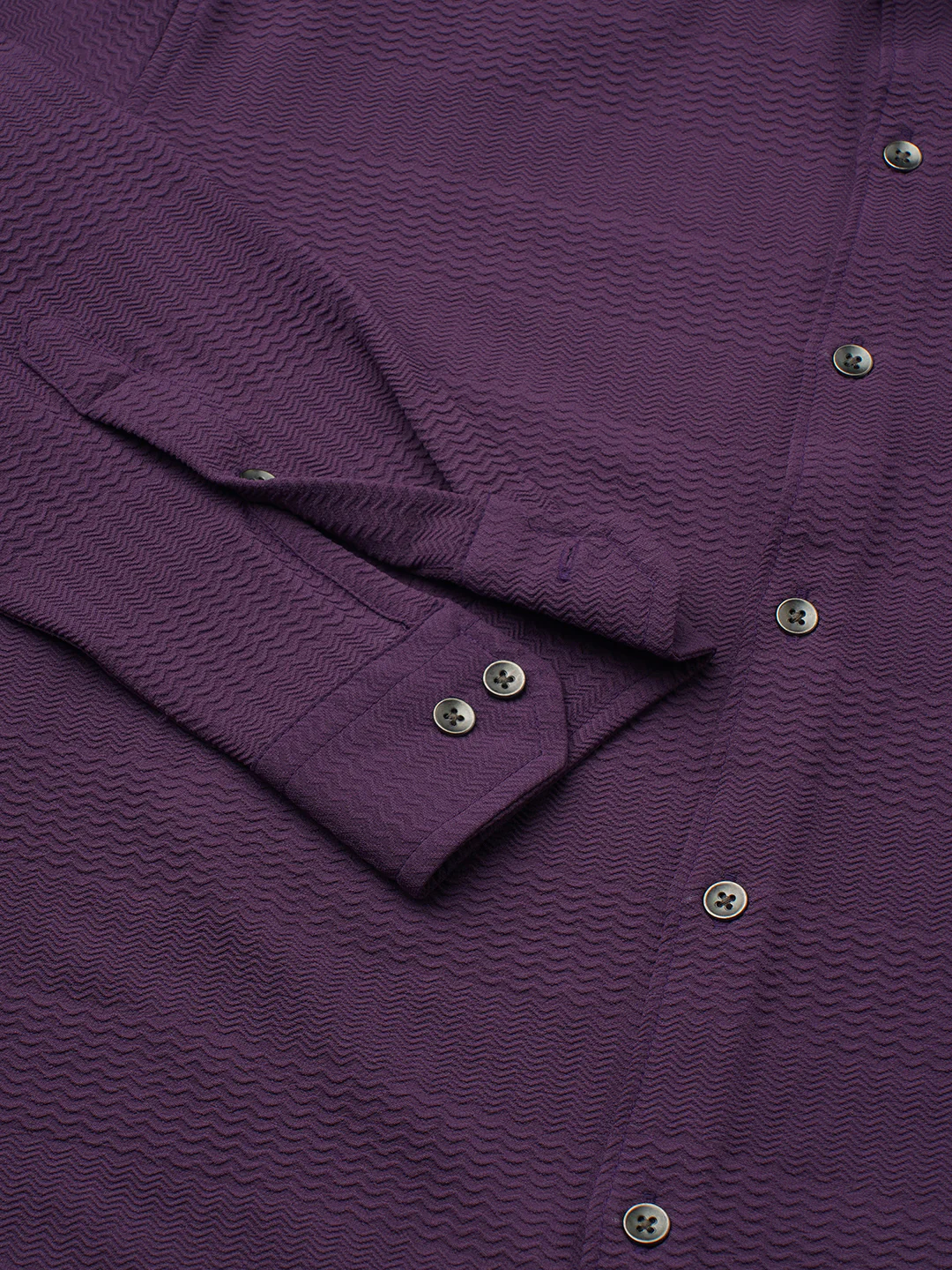 Amethyst Purple Wave Detail Textured Shirt - Image 8