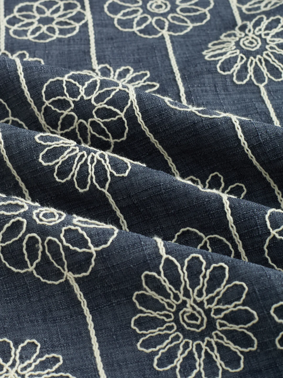 Anchor Grey Floral Embroidered Slub Shirt - Image 3