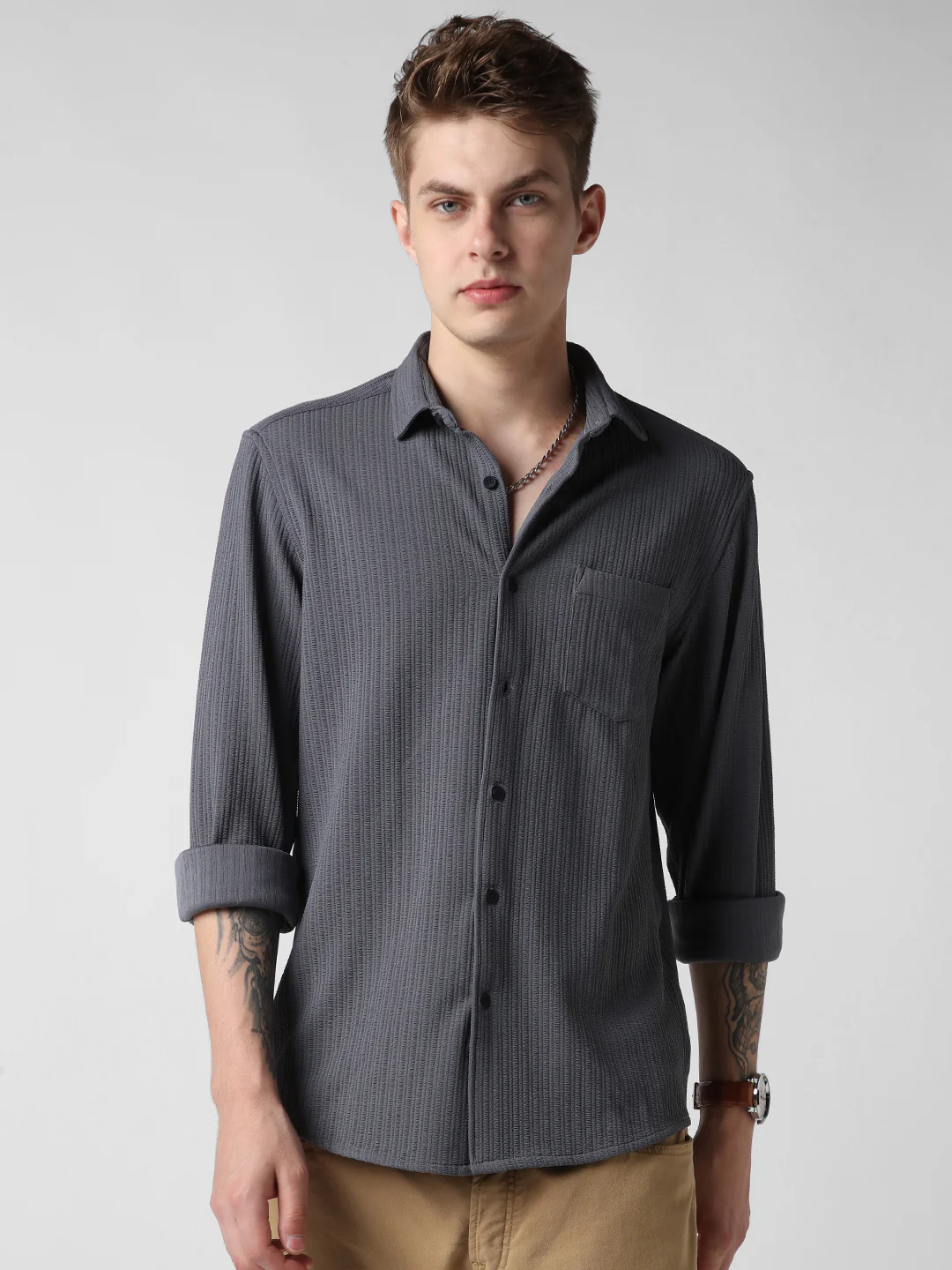 Anchor Grey Textured Shirt - Image 4