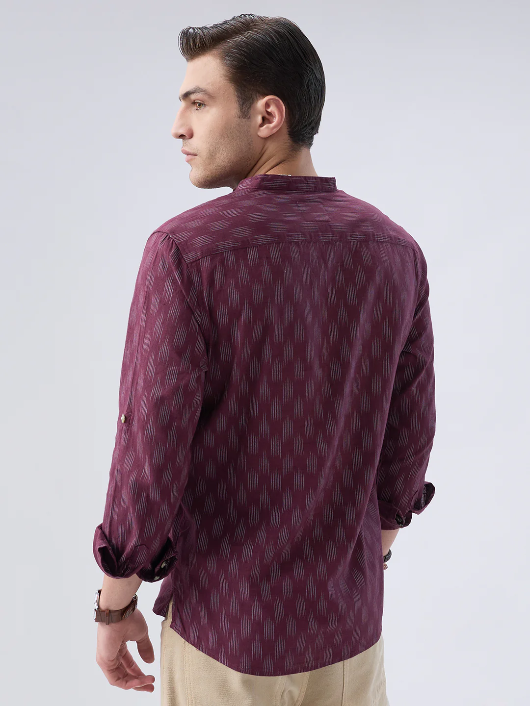 Antique Maroon Ikat Printed Kurta - Image 6