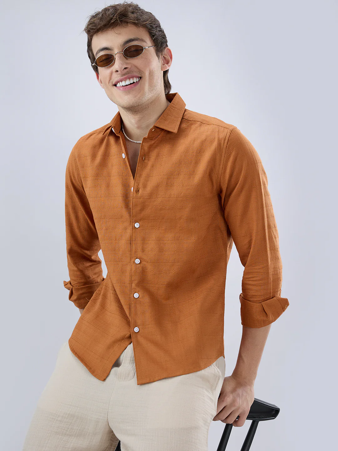 Antique Rust Fine Weave Textured Shirt - Image 2