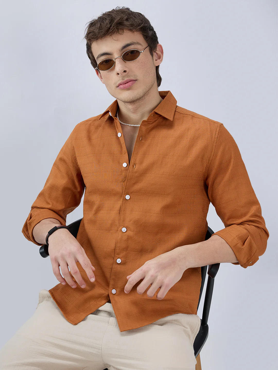 Antique Rust Fine Weave Textured Shirt - Image 4