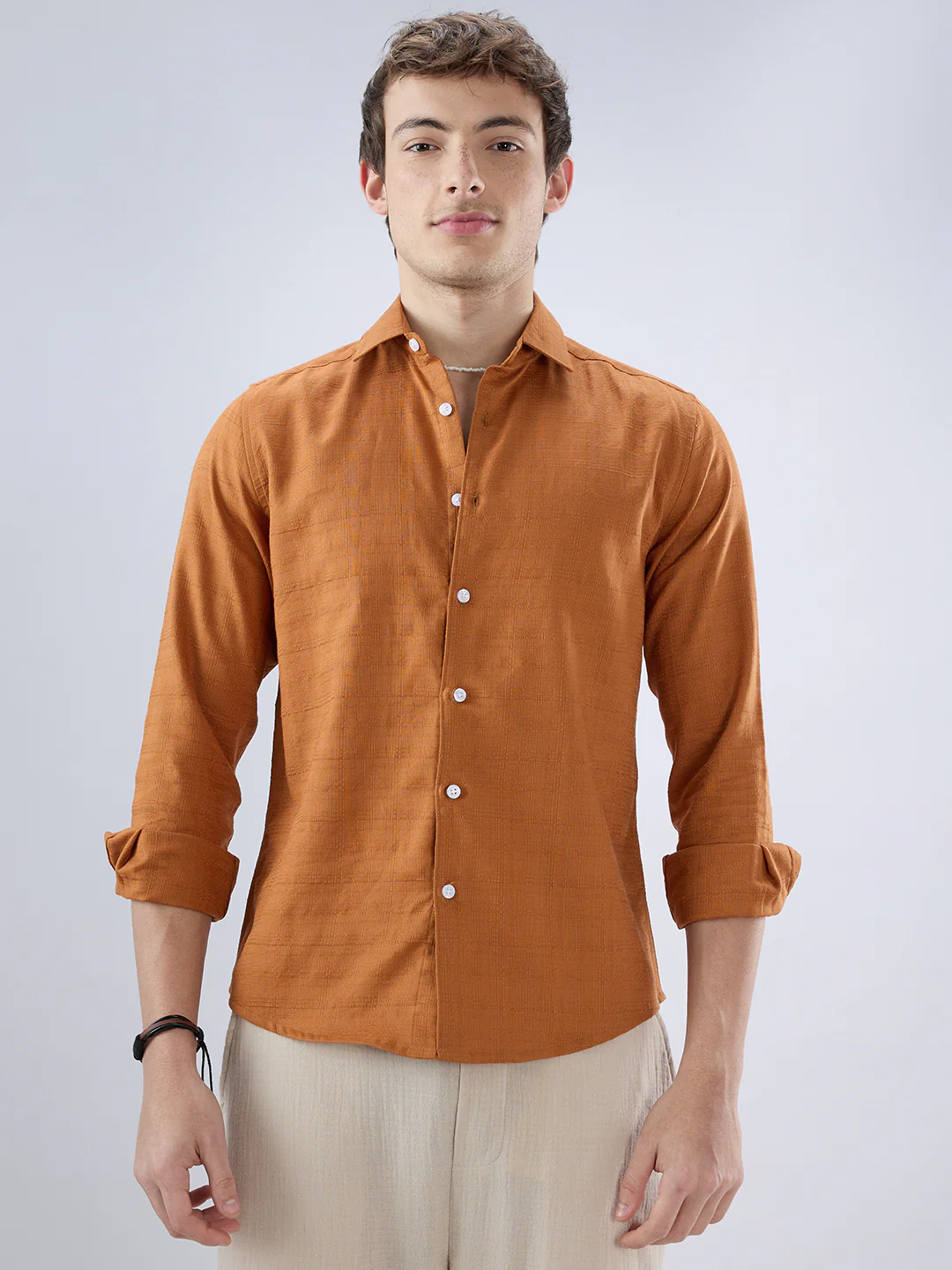 Antique Rust Fine Weave Textured Shirt - Image 5