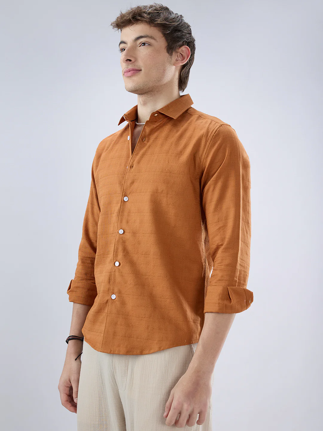 Antique Rust Fine Weave Textured Shirt - Image 6