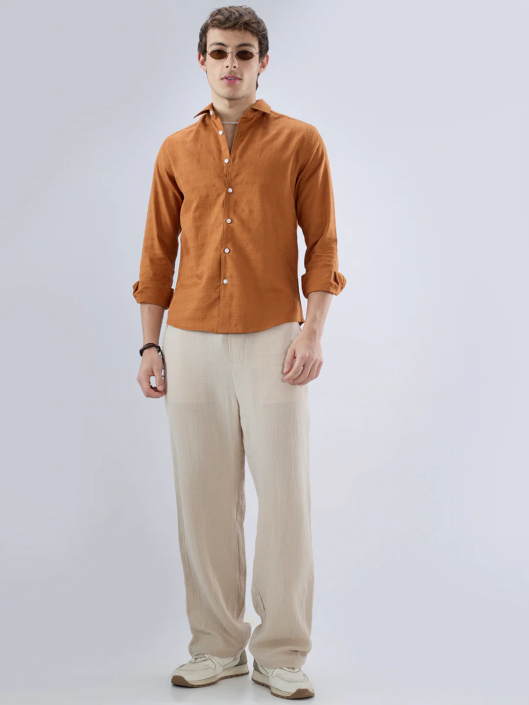 Antique Rust Fine Weave Textured Shirt - Image 8