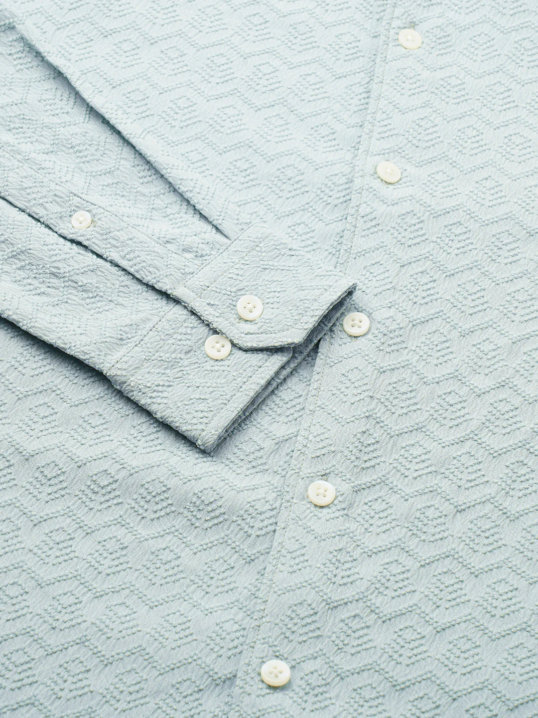 Aqua Blue Textured Shirt - Image 3