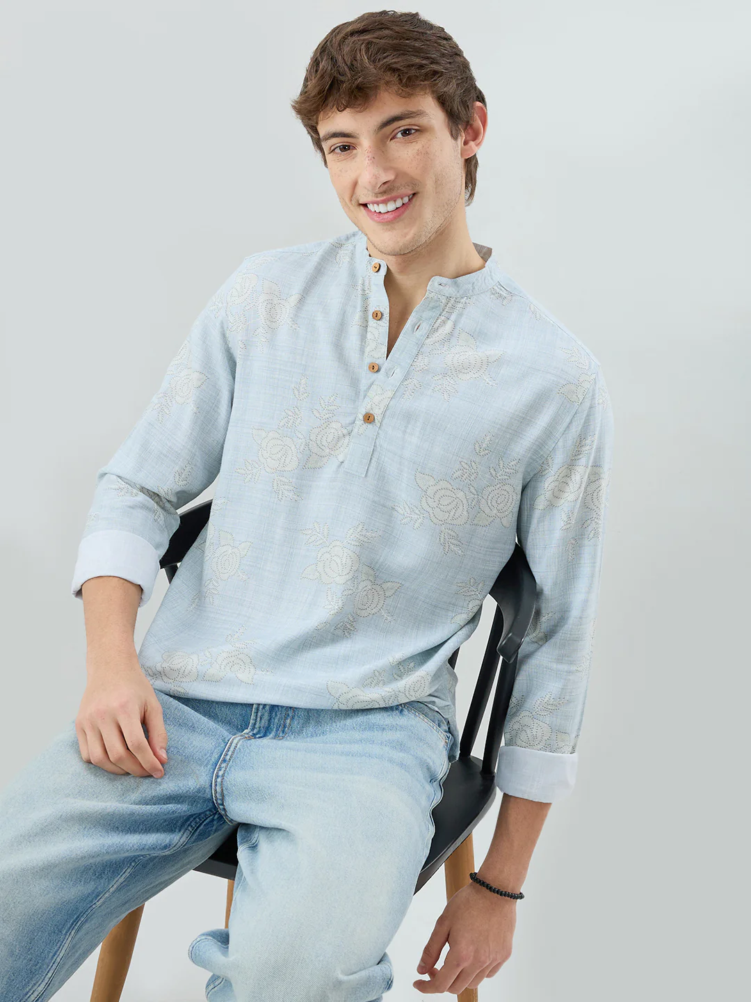 Artistic Blue Floral Printed Kurta